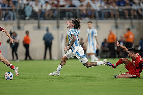 Rodrigo De Paul is fouled by Stephen Eustaquio